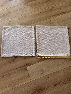 Soft Herringbone Throw Pillow Covers - Cream (Set of 2)